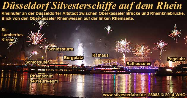 Silvester auf dem Rhein mit Silvesterschifffahrt bei Dsseldorf